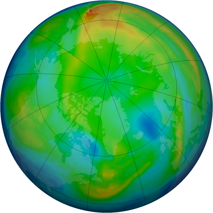 Arctic ozone map for 03 January 1993